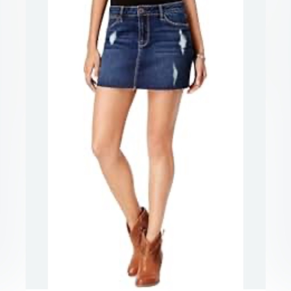 Distressed Denim Mini Skirt